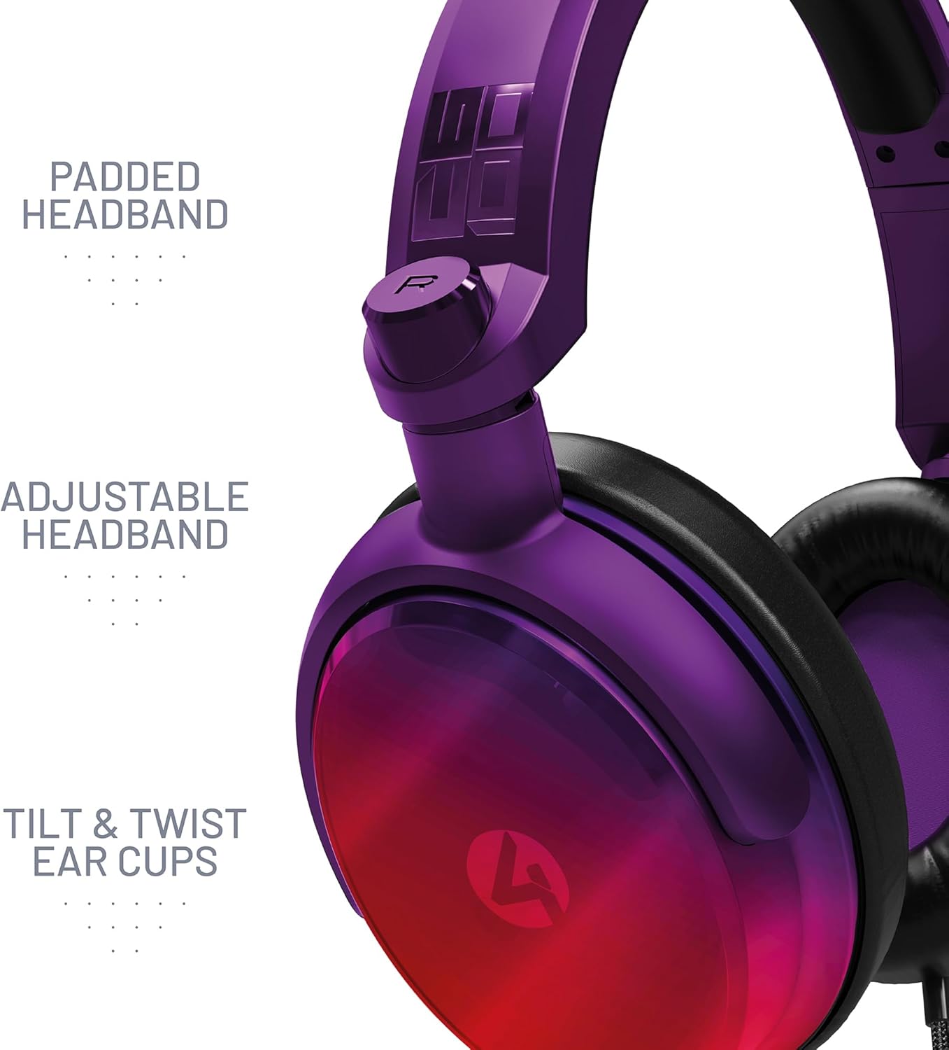 4Gamers C6-100 Gaming Headset Strike - Red & Purple, Compatible with Xbox, PS4, PS5, Switch, PC, Mobile and Tablet