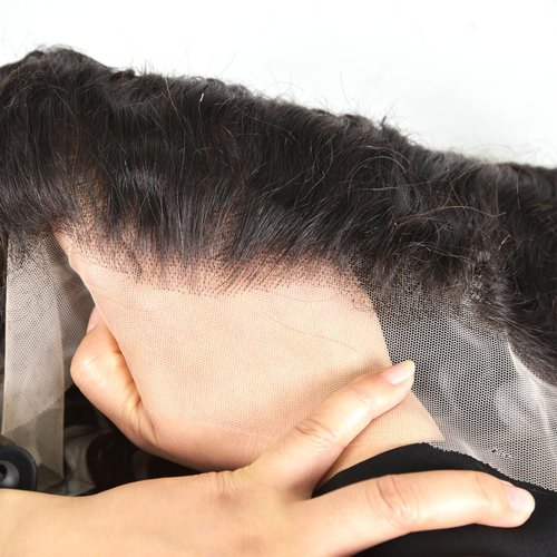 13x6 Lace Frontal Transparent Lace 100% Unprocessed Brazilian Virgin Human Hair Lace Closure Pre Plucked with Baby Hair Natural Black Color (13x6,Deep Wave, 14 Inch)