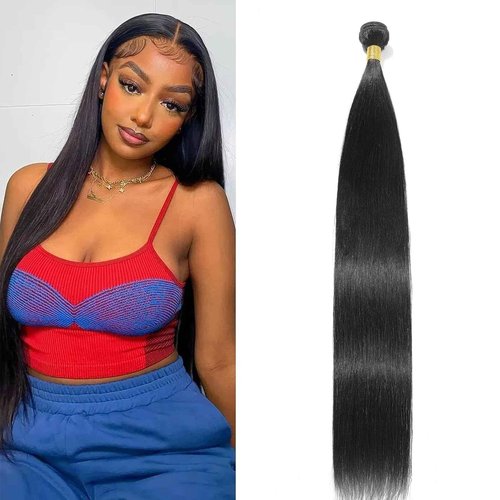 NROOEAY Straight Bundles Human Hair 26 inch 100% Unprocessed Brazilian Straight Hair Bundles 12A Retain the Intact Cuticle, Long Lifespan
