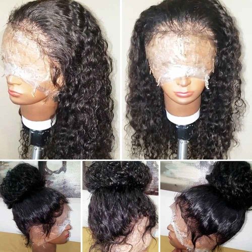 JYZ Burmese Curly Hair Lace Front Wigs Human Hair 180% Density Pre Plucked Bleached Knots with Baby Hair 13X4 HD Lace Brazilian Wet Raw Human Hair Wigs 20 Inch Free Part Natural Color