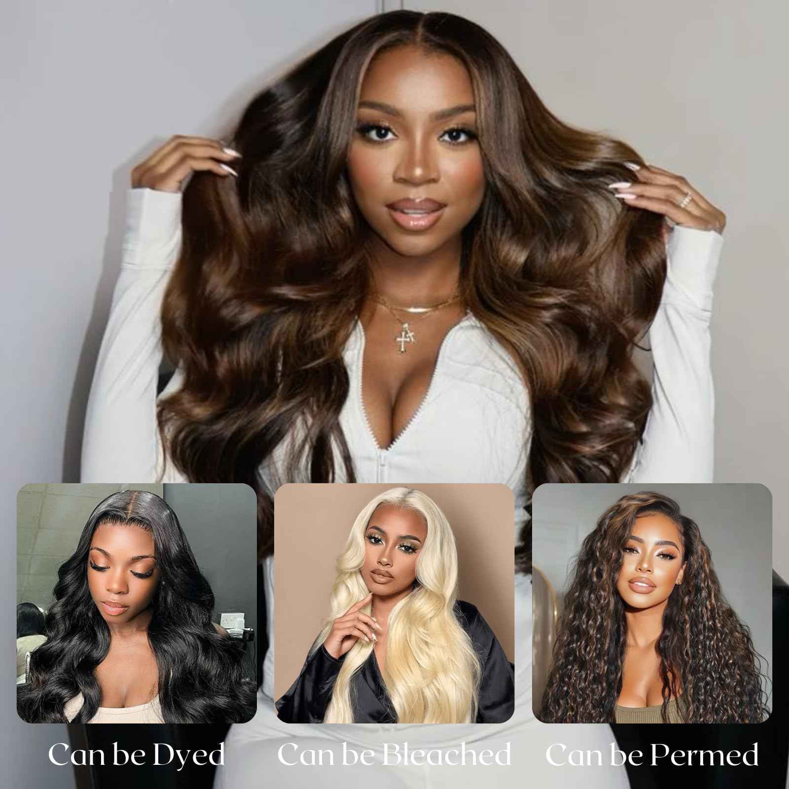 BQRIH F1B/30 Brown Highlighted 2x6 HD Closure Only Body Wave Human Hair 16 Inch, 12A 100% Virgin Remy Deep Middle Part Ombre Honey Blonde Highlight 2by6 Kim K Lace Closure Pre Plucked For Women Sew In