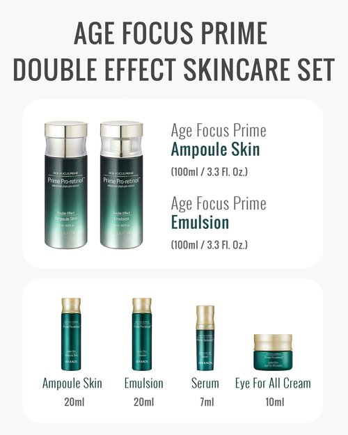 ISA KNOX Age Focus Prime Double Effect Skincare Special Set (8.5 fl oz) - Korean Skincare for Moisturizing, Firming, and Nourishing. with Prime Pro-Retinol™, Phyto DNA, and Phyto Pro-Retinol™.