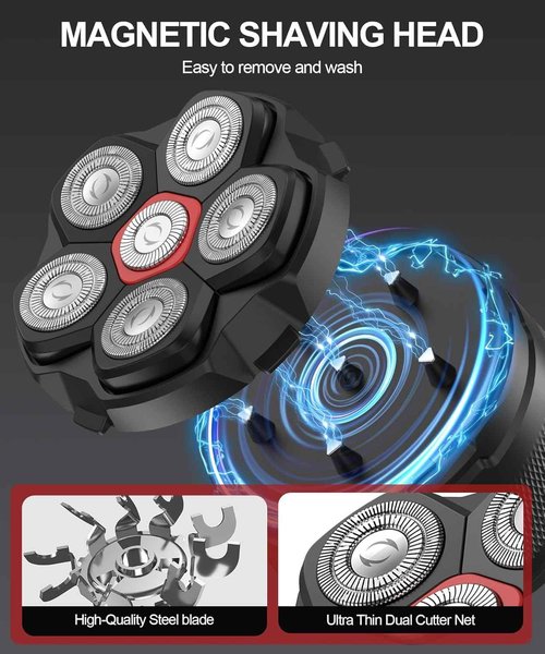 Head Shaver for Bald Men, 10000 RPM High-Speed 6D Magnetic Razor, IPX8 Waterproof Wet/Dry Shaving, LED Display & Storage Case