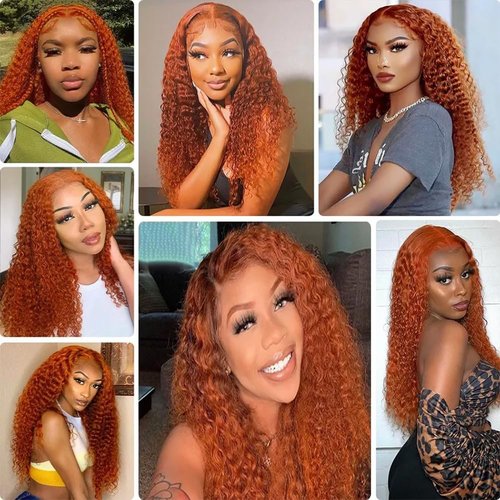 Condescension Human Hair Bundles 20 22 24 inch Orange Burnt Orange 350 Deep Wave Bundles Human Hair Unprocessed Brazilian Virgin Hair for Black Women