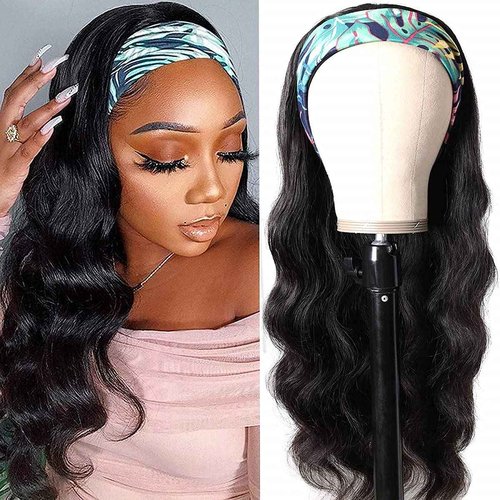 higher Body Wave Headband Human Hair Wig 24 Inch Glueless None Lace Front Wig Brazilian Virgin Hair Wear and Go Wigs for Black Women 150% Density Wigs Natural Color