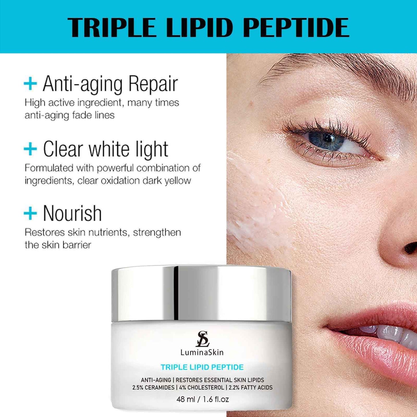 LuminaSkin Triple Lipid Peptide - Restore & Fix Mature Skin Advanced Anti-Aging Cream for Radiant, Smooth Skin