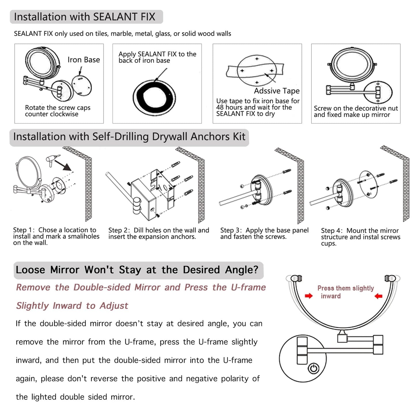 Lighted Makeup Mirror Wall Mount with Magnification 5X LED Double Sided Magnifying with Light, Touch Sensor Dimming, Extendable Swing Arm 360 Swivel Shaving Cosmetic Mirror for Bathroom, Chrome