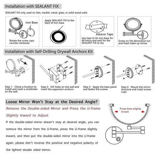 Wall Mounted Makeup Mirror with Lights Hardwired, 1/5X Magnifying Double Sided Touch Dimming, 360 Rotation Extension Arm Shaving Light up Mirror for Bathroom, Chrome