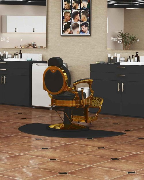 Artist hand 3 ft. x 5 ft. Barber Chair Mat Salon & Barber Shop Chair Anti-Fatigue Mats Comfort Salon Chair Mat,Semi Circle - 1/2 in. Thick,Black