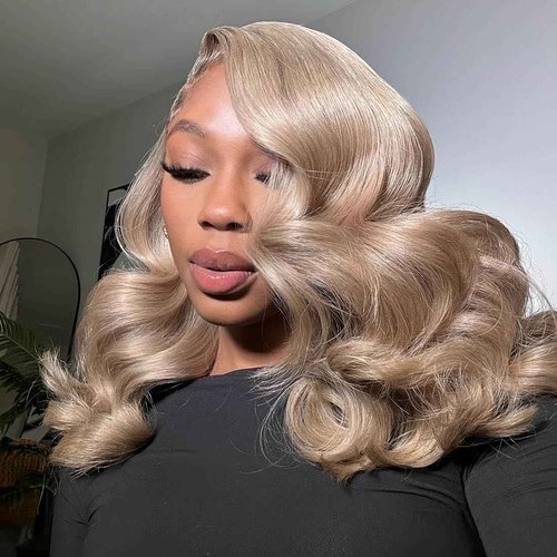 Ombre Milk Tea Blonde Bob Wig Human Hair Body Wave 200% Density Loose Wave 13x4 Hd Brown Roots with Ash Blonde Summer Bob Wig Pre Plucked with Baby Hair for Women 14 Inch