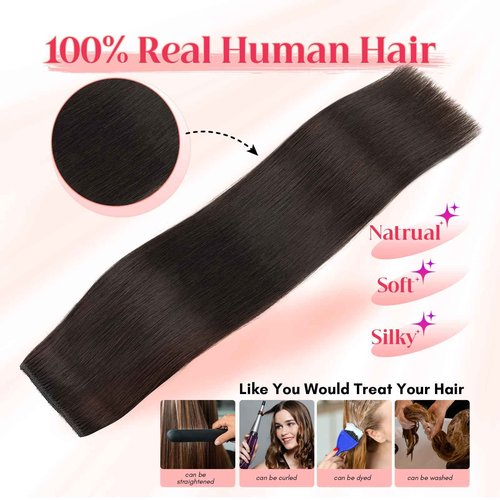Rich Choices 100% Real Human Halo Hair Extensions for Women Remy Halo Extension Invisible Wire Hairpiece Clip in One Piece Hairpiece Upgrade Adds Weight 80g 18 Inch #1B Natural Black