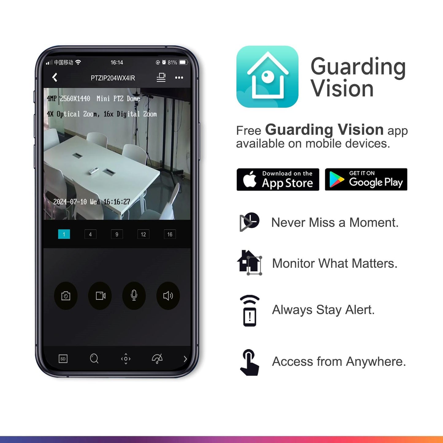 Anpviz 4MP PoE PTZ IP Camera with 4X Optical Zoom, 2560x1440@30fps, H.265+ Dome Security Camera, Perimeter Protection, Built-in Audio, Alarm, 330° Pan 90° Tilt, Card Slot, Guarding Vision(H Series)