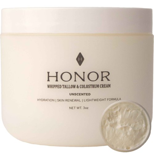 Honor Whipped Tallow Cream with Colostrum, Hydration, Skin Renewal (Unscented), 3oz