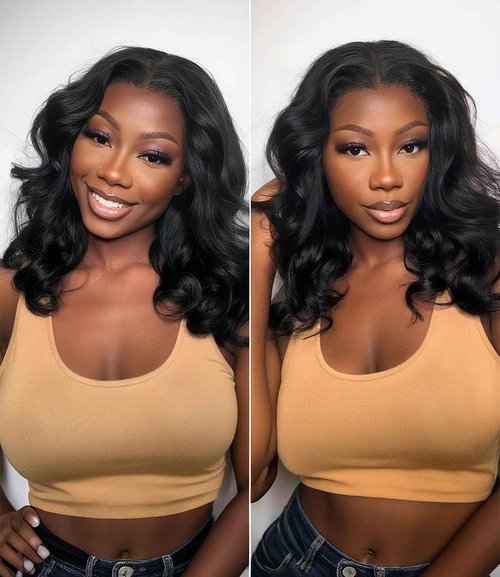 Bouncy Loose Wave Wig Human Hair Wigs for Black Women Glueless Wig Human Hair Pre Plucked Pre Cut 6X5 Loose Body Wave Lace Front Short Bob Wig Ready to Wear Wigs Glueless Human Hair