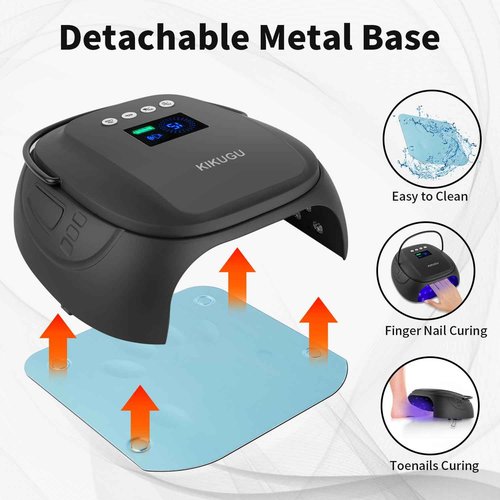 Kikugu Cordless UV LED Nail Lamp,126W Rechargeable Nail Dryer for Gel Nails,Fast Curing Lamp Manicure,Pedicure,Ideal for Nail Salon(Black)