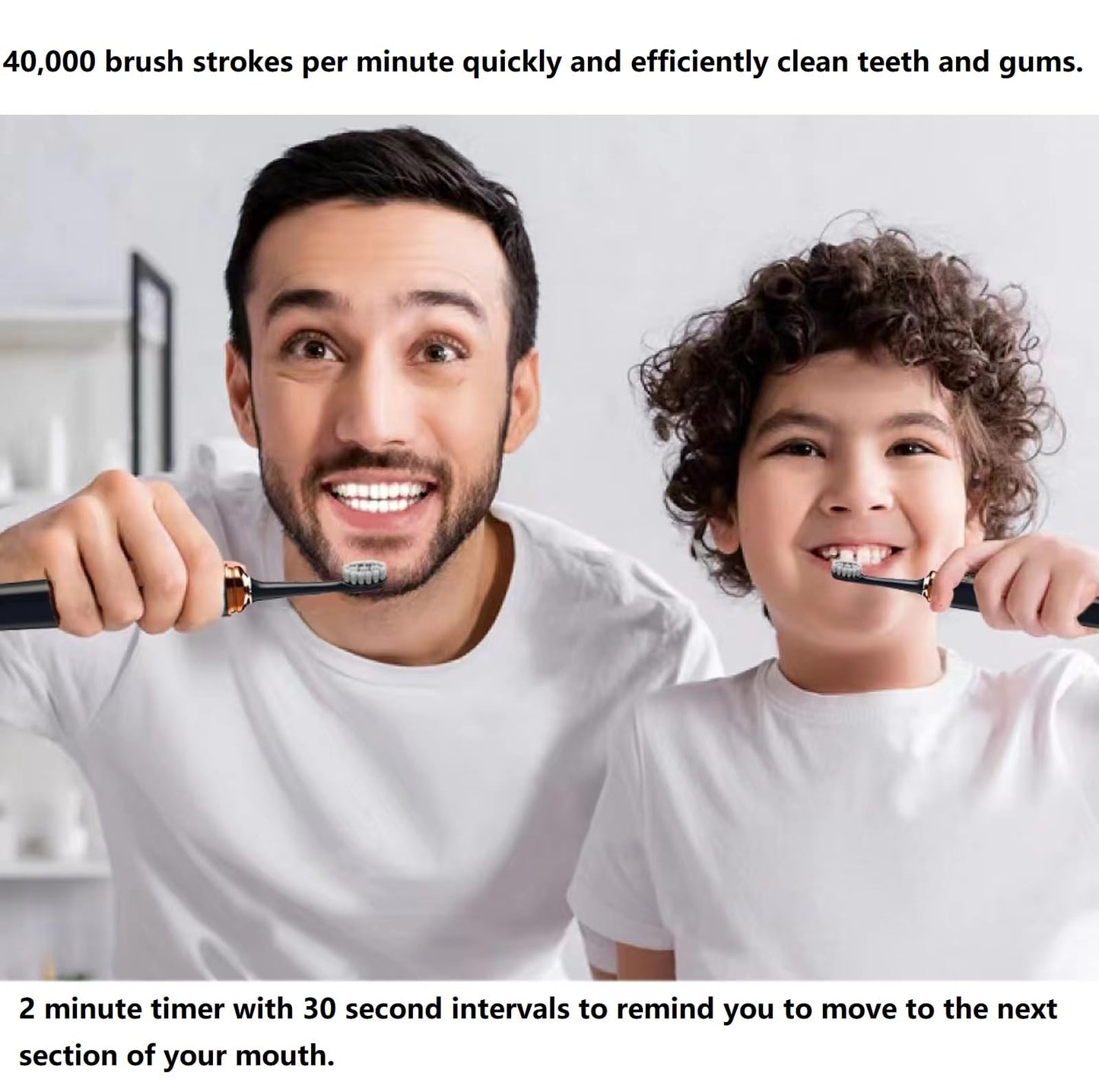 Generic JDHAVMOS Sonic Toothbrush-Rechargeable, Ultra Whitening 40,000 VPM Powerful Electric Toothbrush and Cleaning Station,Black(Pack of 4Brush Heads &1Travel Case &Toothbrush Holder)