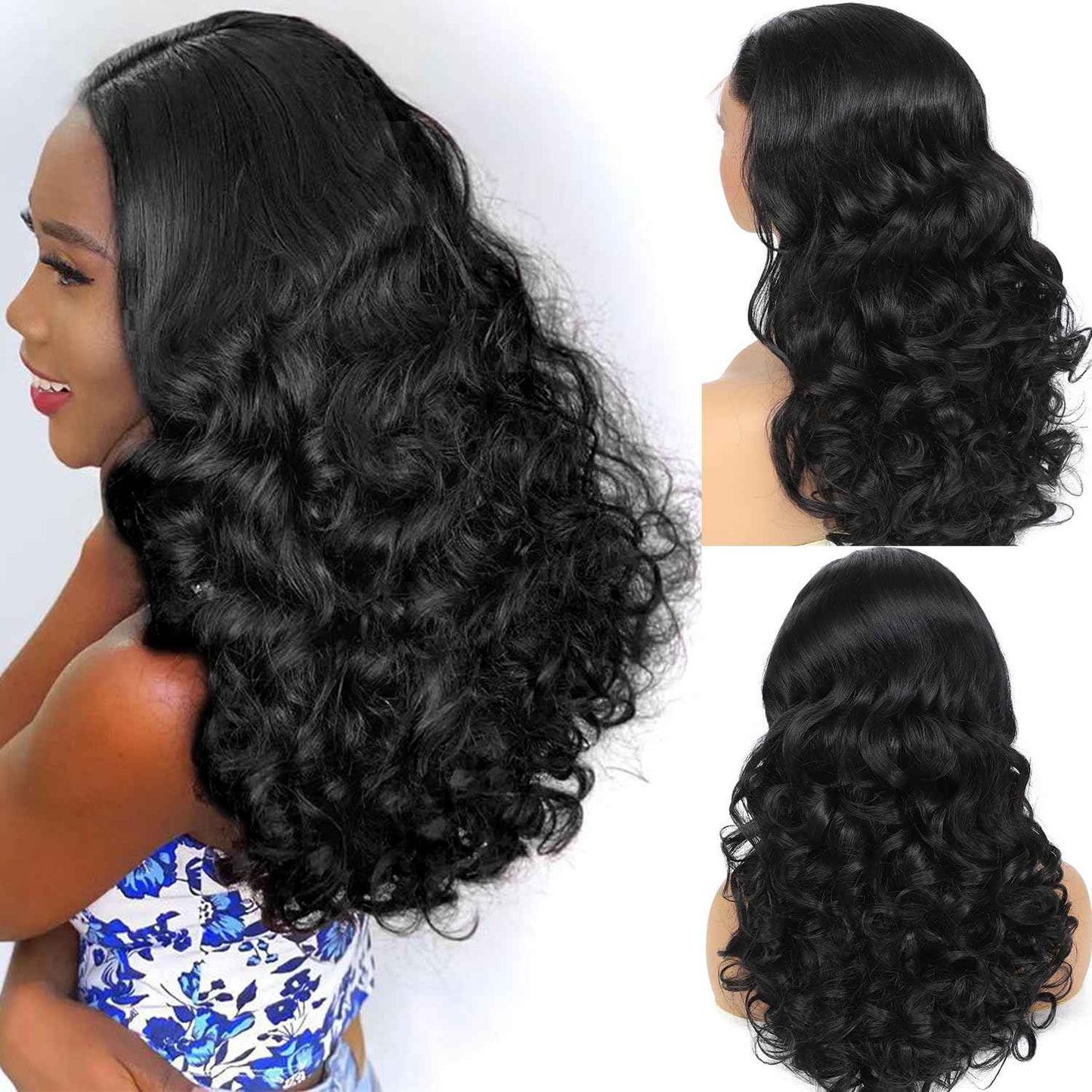 250 Density HD Lace Front Wigs Human Hair Loose Wave 13x4 Lace Front Wigs Human Hair Glueless Transparent Bouncy Body Wave Lace Frontal Wigs For Black Women Pre Plucked with Baby Hair 24 Inch