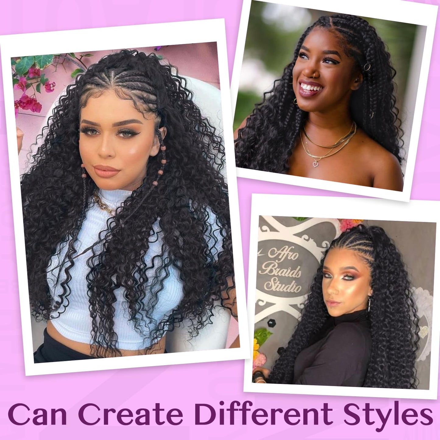 IDN Human Crochet Hair Knotless Pre Separated Bulk, 16 Inch 60g Feather Line Crochet Hair Braids, Deep Wave Natural Black Invisiable Knot Hair Extensions For Women Girl Kids
