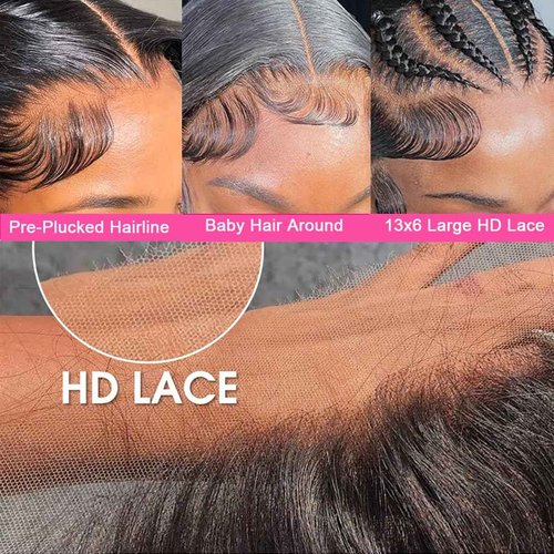 TONHONK 20 Inch Deep Wave Lace Front Wigs Human Hair 200 Density 13x6 HD Lace Frontal Wigs Human Hair Pre Plucked Deep Curly Glueless Wigs Human Hair with Baby Hair Curly Wigs for Women Natural Color