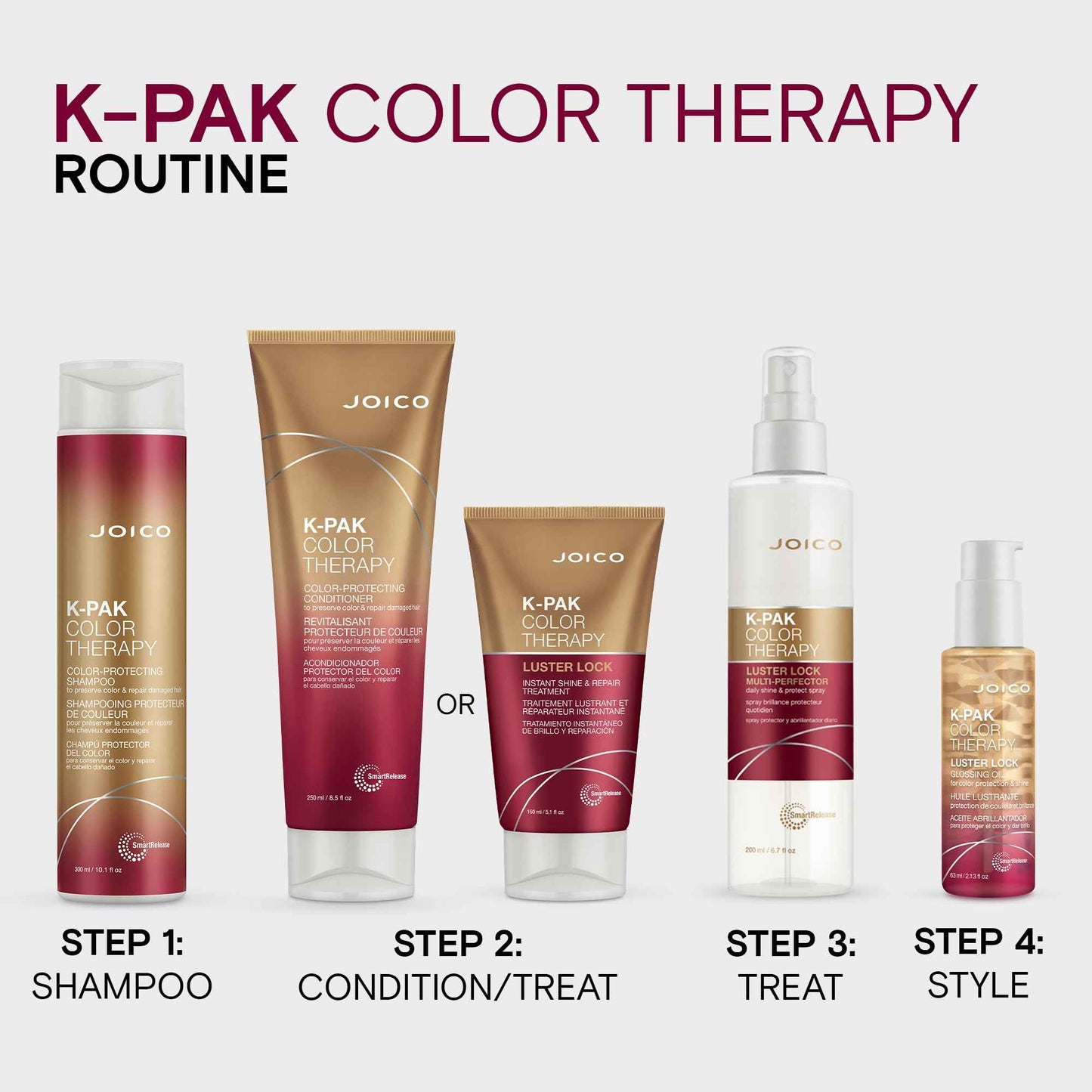 K-PAK Color Therapy Luster Lock Instant Shine & Repair Treatment | For Color-Treated Hair | Boost Color Vibrancy | Repair Breakage | With Keratin & Argan Oil | 5.1 Fl Oz (Pack of 2)