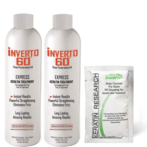 INVERTO 60 Advanced Gel Complex Brazilian Keratin Hair Blowout Treatment Formaldehyde Free Straightening Smoothing and Repairing Damaged Hair Keratin Research (Long Hair-240ml)