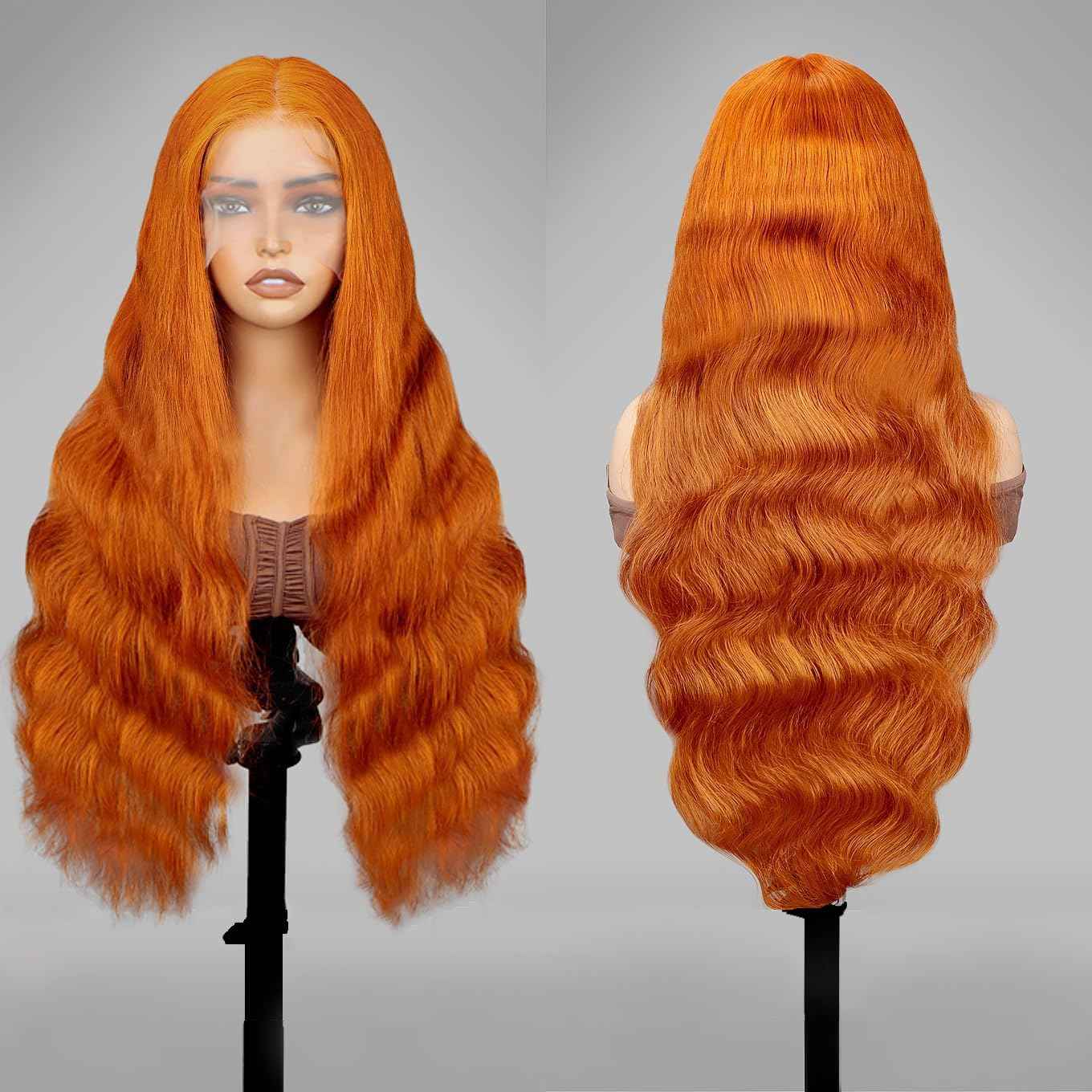 Ginger Wig Human Hair 13x6 Ginger Lace Front Wigs Human Hair 28inch Body Wave HD Lace Frontal Pre Plucked Colored Orange Wig for Women Glueless Wigs 200 Density