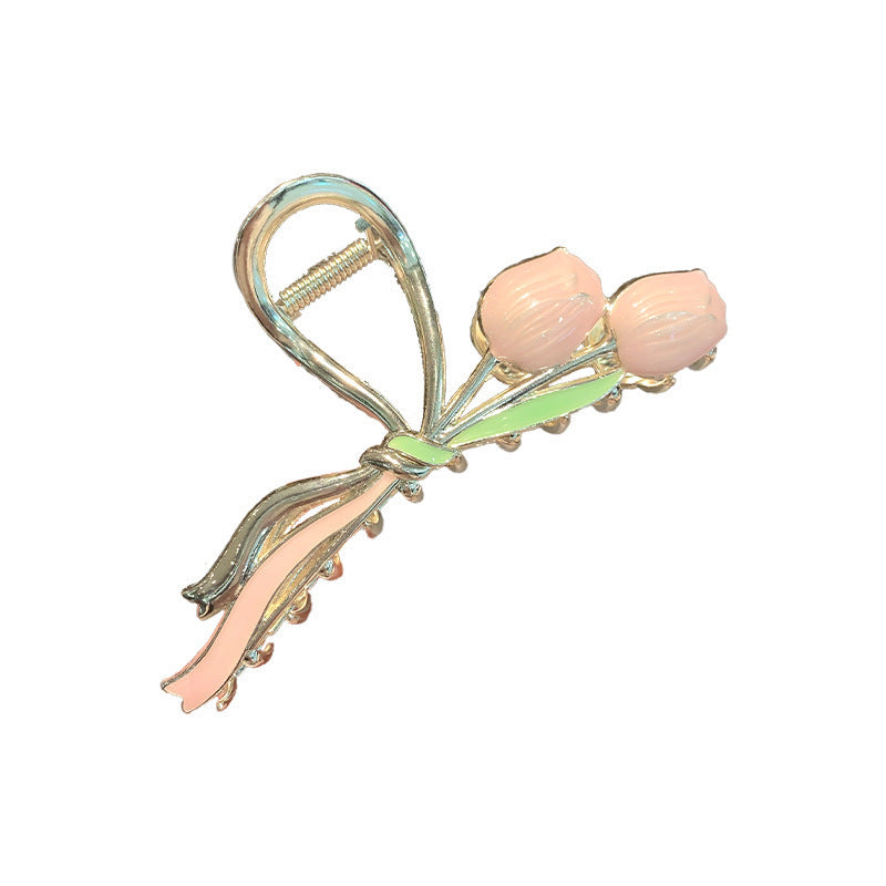 Elegant Tulip Metal Hair Grip Set - Women’s Hair Accessories, Multiple Colors