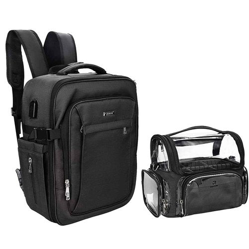 Relavel Professional Makeup Bag Backpack and Cosmetic Bag, Durable Waterproof Material with Shoulder Straps and Adjustable Dividers, Artist Organizer