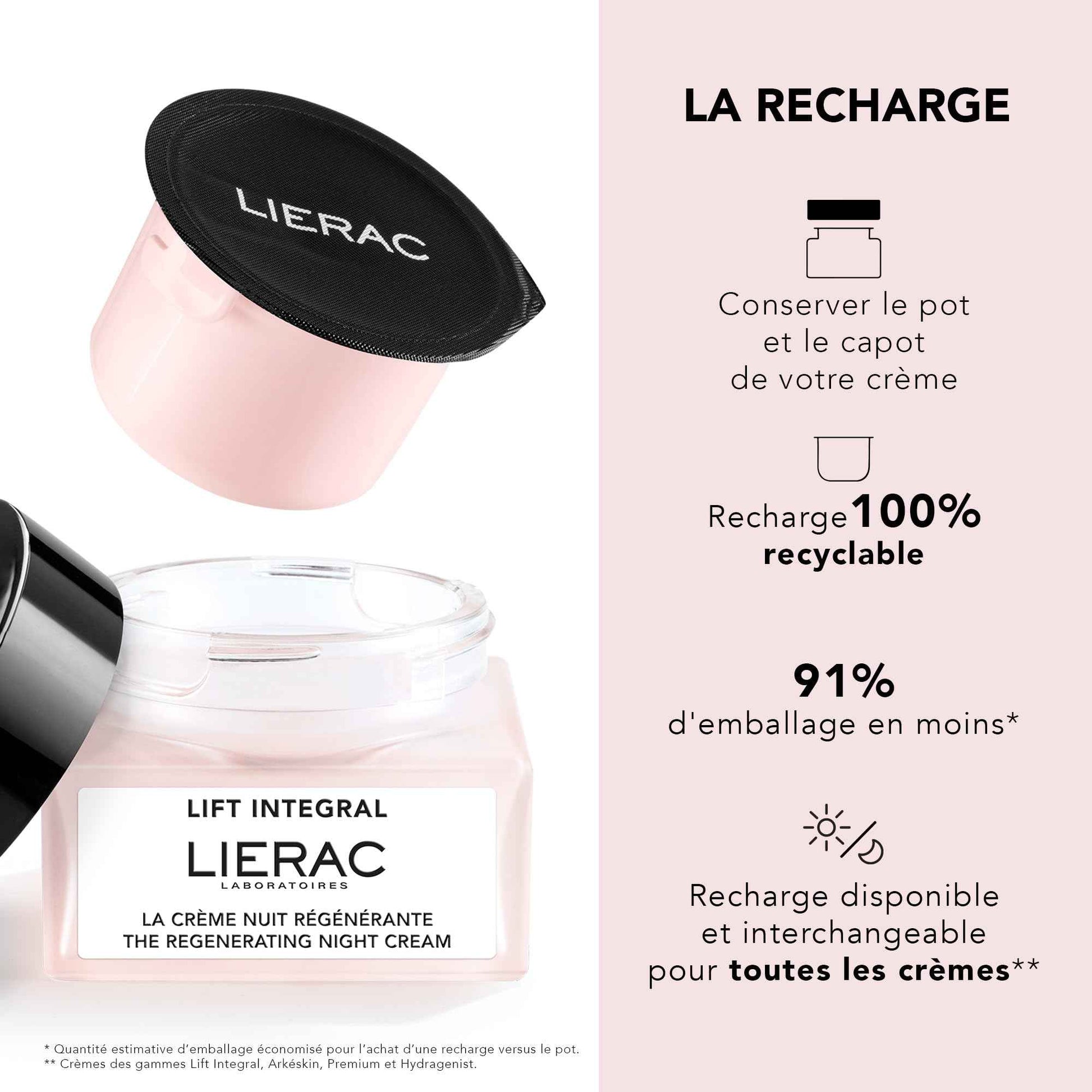 Lierac Lift Integral Regenerating Night Cream, Regenerates, Nourishes, Smoothes Wrinkles, Anti-Wrinkle, Facial Moisturizer, Firming & Smoothing Cream for Night Use - 50ml