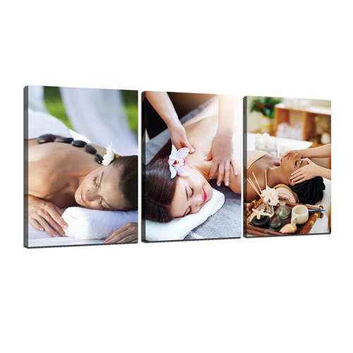 ARNLRDYA Spa Massage Wall Art Canvas Printings Wall Decor for Beauty Studio Clinic Massage Spa Salon Decoration SPA Health Beauty Picture Poster Framed Ready to Hang(60''Wx28''H)