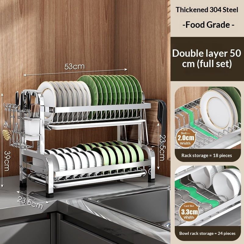 Stainless Steel Dish and Bowl Rack - 2 Layer Kitchen Storage Organizer
