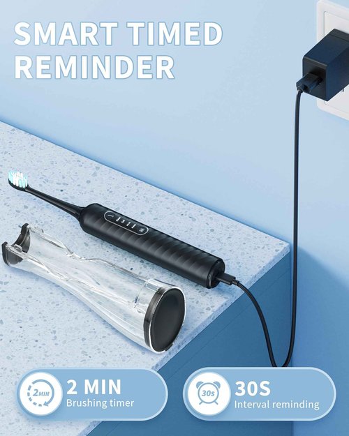 Duolosy Electric Toothbrush with Water Flosser, 4 in 1 Cordless Toothbrush and Water Flosser Combo for Multiple Users and Needs, Portable for Travel and Home,Black