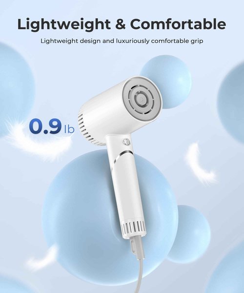 Hair Dryer, 100,000 RPM High-Speed Blow Dryers for Women & Men, Hair Dryers with Diffuser & Nozzle, Portable for Travel Home Use, Quiet & Fast-Drying, 500 Million Negative Ions, Heat-Control