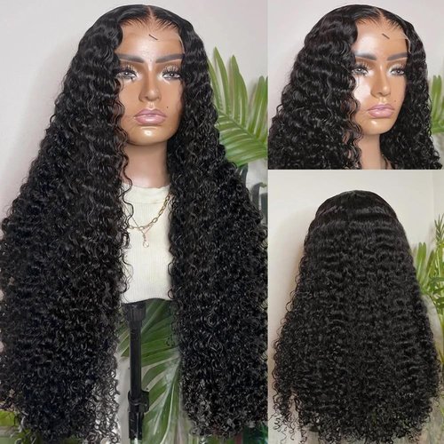 Meet Naive Deep Wave Lace Front Wigs Human Hair 200% Density 13x4 HD Curly Lace Frontal Glueless Wigs for Women Pre Plucked Deep Wave Natural Color (24 Inch)