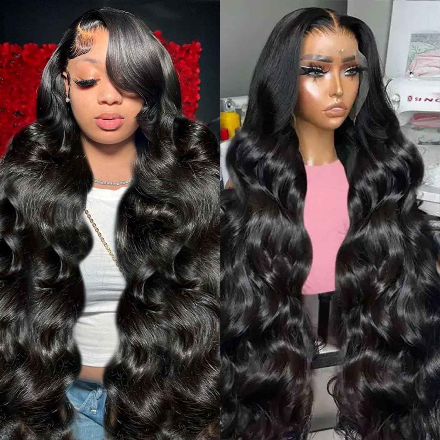 30Inch 13X6 Lace Front Wigs Human Hair Body Wave 200% Density HD Transparent Lace Frontal Wigs Body Wave Pre Plucked Glueless Wigs Human Hair for Women With Baby Hair