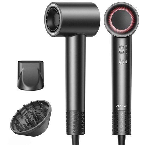 High Speed Hair Dryer 160000 RPM - Quiet Ionic Blow Dryer with Magnetic Diffuser and Concentrator, 500 Million Negative Ions, Lightweight, Thermo-Control, Fast Drying for Home Travel Salon