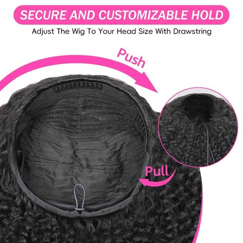 BLY Kinky Straight 3 in 1 Half Wig Human Hair for Women 180% Density Glueless Wear & Go No Lace Flip Over Half Wig Beginner Friendly Seamless Clip In Wigs 18 Inch