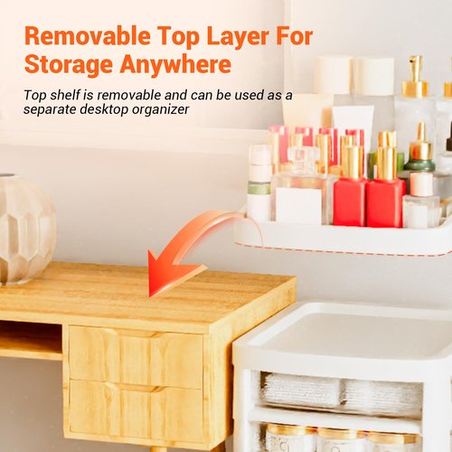 HamRoRung 5 Tier Floor Makeup Organizer Storage with Detachable Compartments, Organized Arrangement, Transparent Standing Makeup Organizer, Makeup Storage Cart, No Complex Assembly