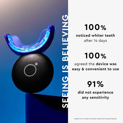 MOON Teeth Whitening Kit, LED Light Teeth Whitener Device, 56 White Strips, USB Charger & Travel Case, Blue Light Whitening Tray Removes Stains & Whitens Up to 12 Shades in 2 Weeks (4 Piece Kit)