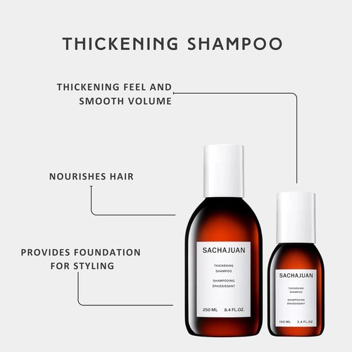 SACHAJUAN Thickening Shampoo Retail + Travel Set | Ocean Silk & Thickening Technology to Add Volume and Nourish Hair | Heat & UV Protection | Vegan & Paraben-Free | Set of 2 (8.4 + 3.4 oz)