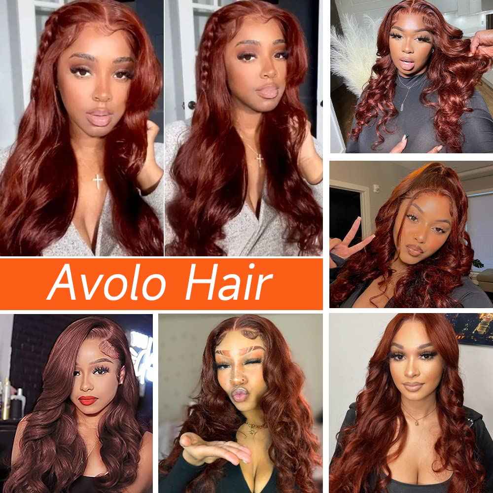28 Inch Reddish Brown Lace Front Wigs Human Hair 13x4 HD Transparent Body Wave Lace Front Wigs Human Hair Pre Plucked Reddish Brown Wig Auburn Glueless Colored Frontal Wigs Human Hair