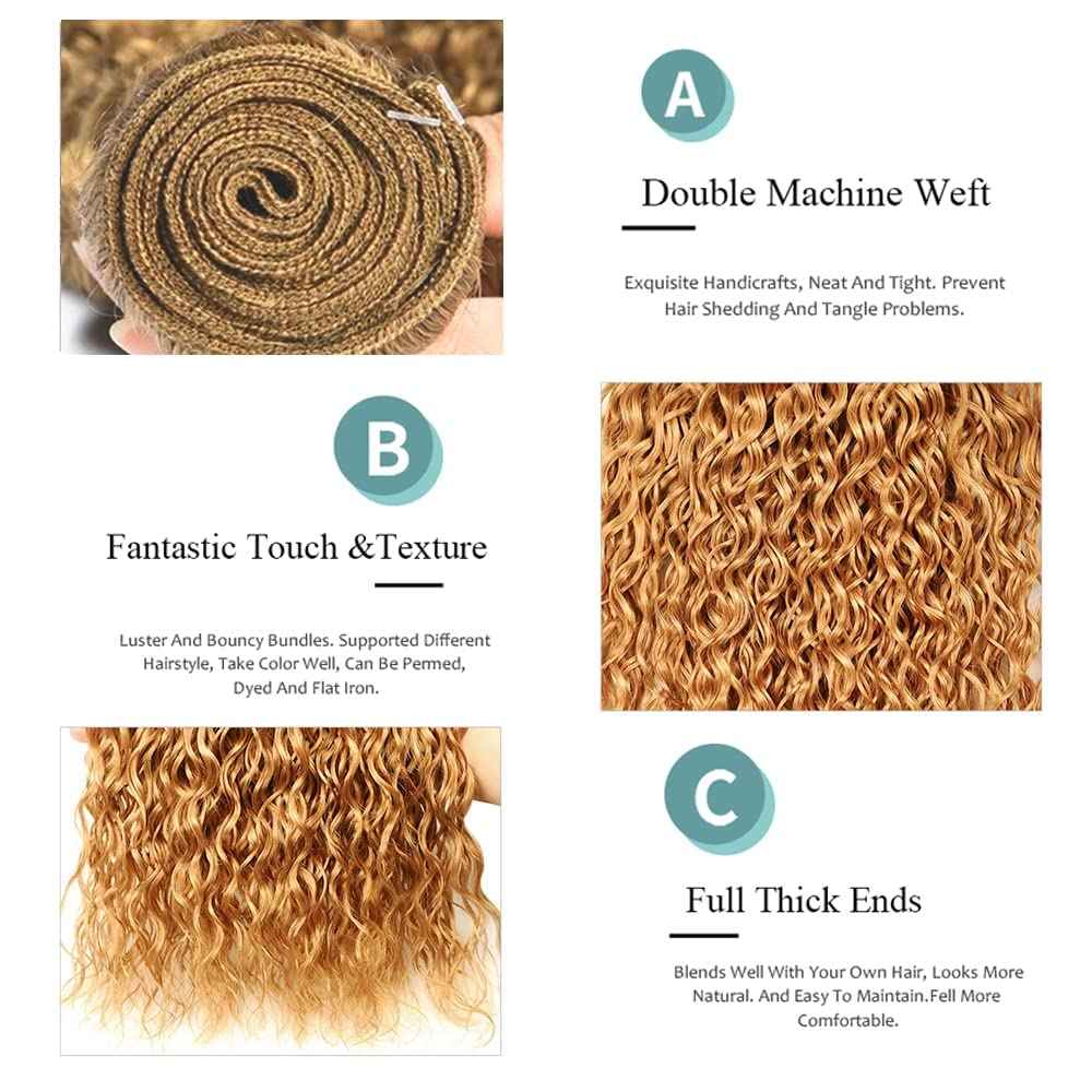 Giginger Brazilian Human Hair Bundles 22 24 26 Inch Honey Brown 27 Color Jerry Curly Wave Bundles Human Hair Unprocessed Virgin Quick Weave Hair for Black Women