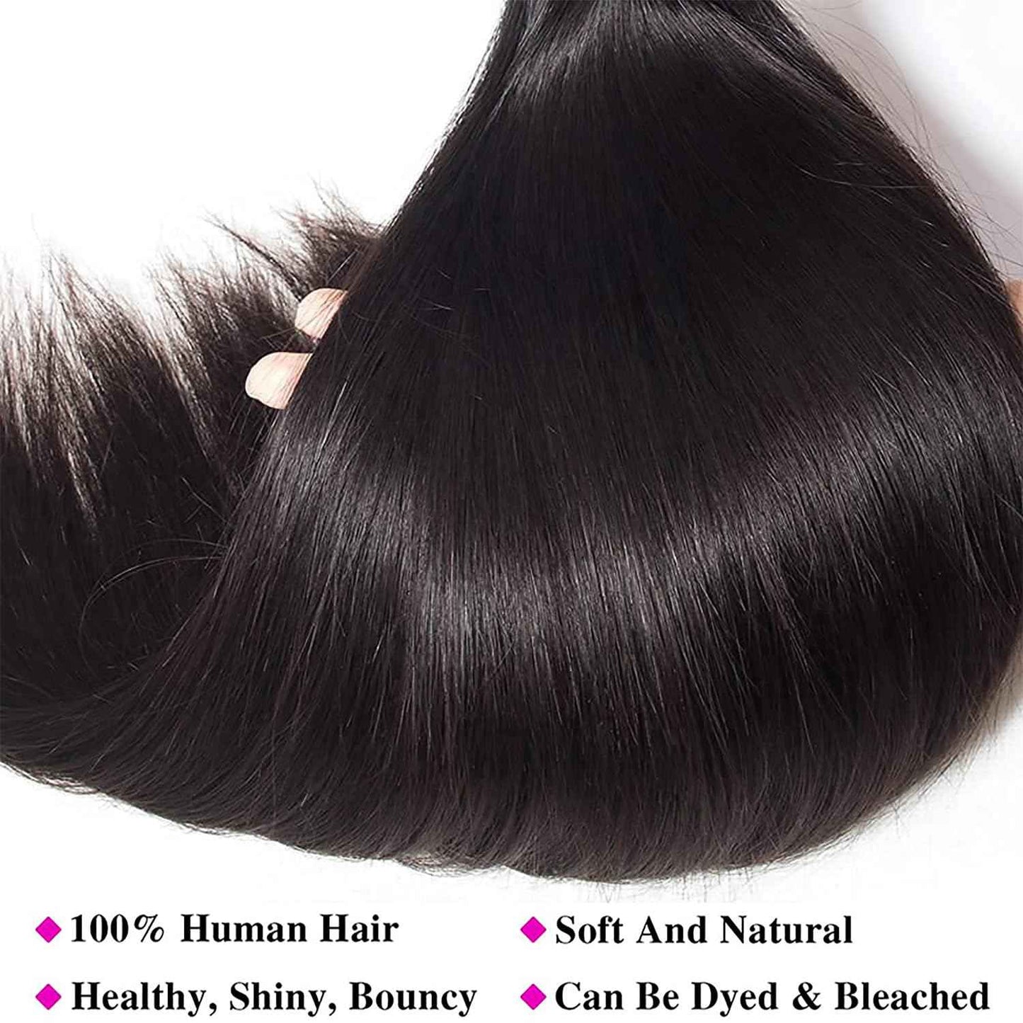 12A Straight Bundles Human Hair 12 14 16 Inch 3 Bundles Human Hair Straight Human Hair Bundles 100% Unprocessed Brazilian Virgin Human Hair Extension