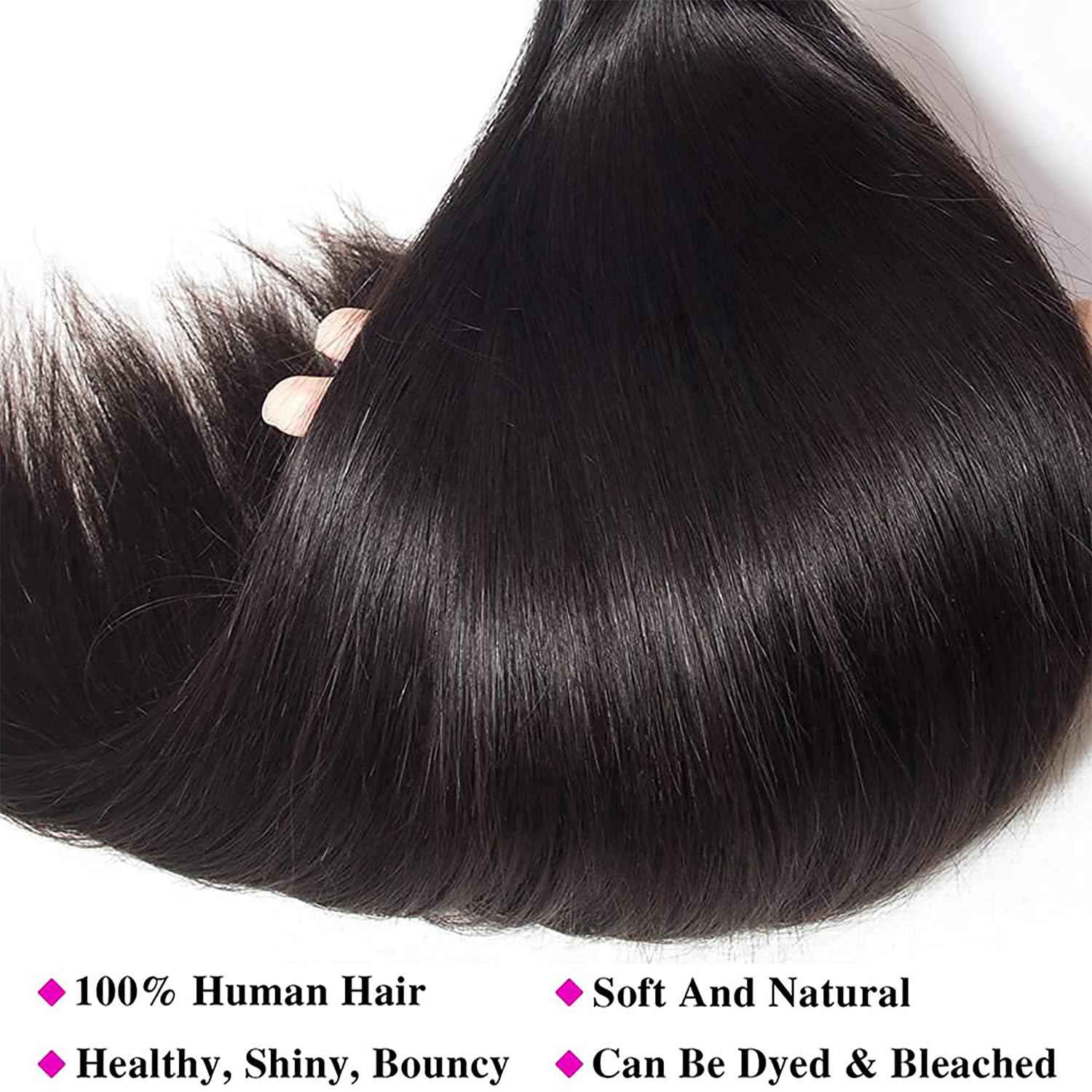 12A Straight Bundles Human Hair 12 14 16 Inch 3 Bundles Human Hair Straight Human Hair Bundles 100% Unprocessed Brazilian Virgin Human Hair Extension