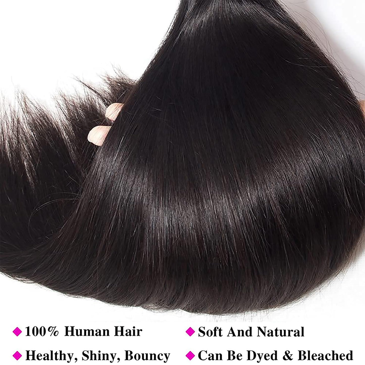 12A Straight Bundles Human Hair 20 22 24 Inch 3 Bundles Human Hair Straight Human Hair Bundles 100% Unprocessed Brazilian Virgin Human Hair Extension