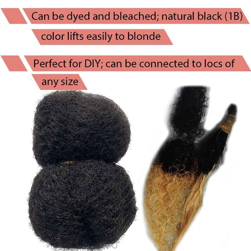 Tight Afro Kinky Human Hair for Dreadlocks,Ideal for Making Locs,Repair Extensions,Twist or Braids 4 Bundles/Package Natural Black #1B 16inch