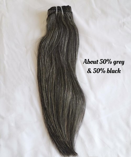 Raw Straight Salt and Pepper Gray Human Hair Bundles Unprocessed 10IN Short Grey Human Hair 1 Single Bundle, 5+ Years Long Lifespan 50% Grey Mixed 50% Black Color Virgin Hair Weave Weft by Clytie
