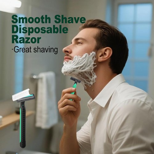 Fafortune Disposable Twin Blade Razors in Bulk, Individually Wrapped - Clear Safety Cap, For Homeless, Hotel, Airbnb, Travel (pack of 400,green)