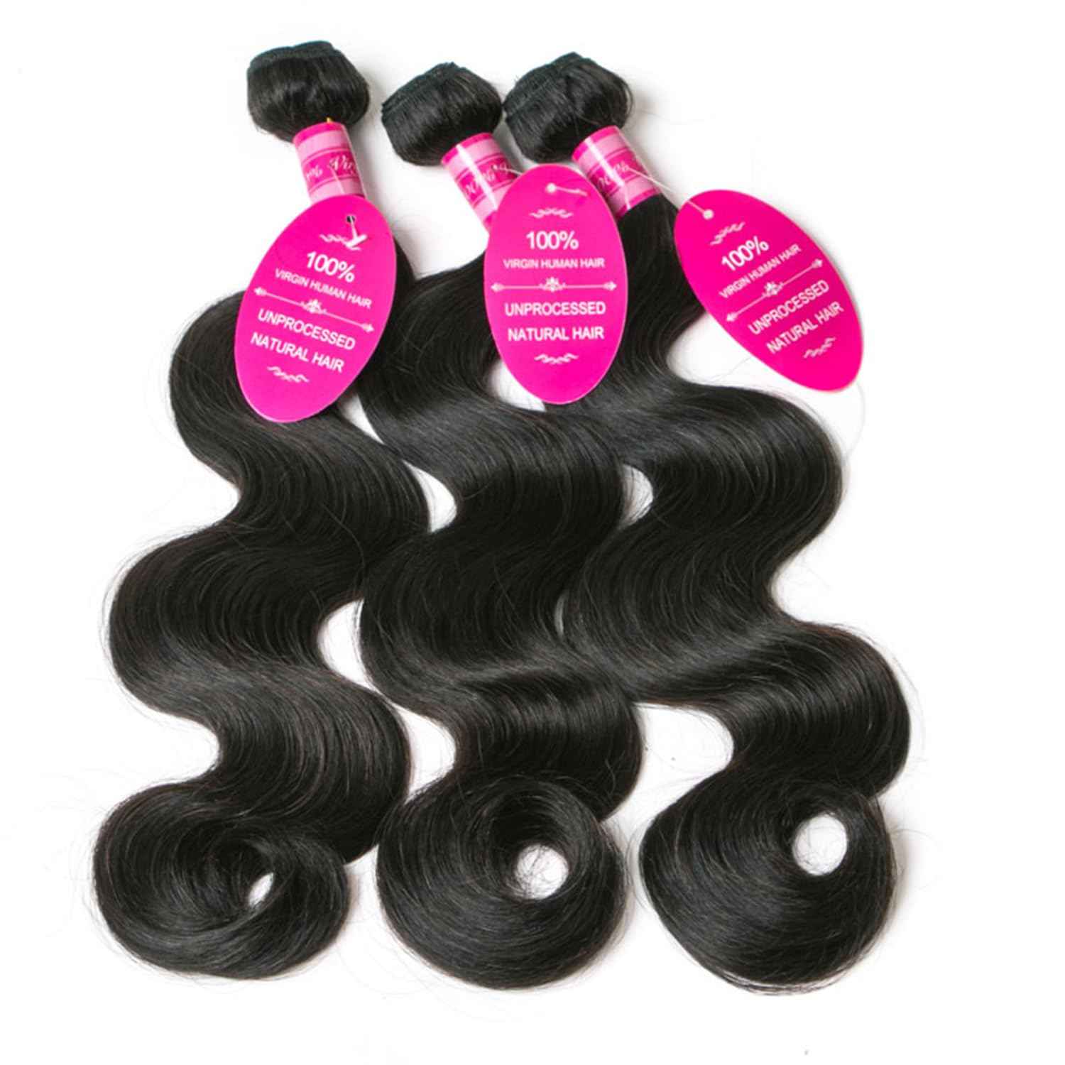 12A Human Hair Bundles 10 12 14 Inch Body Wave Bundles Human Hair 100% Unprocessed Brazilian Virgin Weave 3 Bundle Real Natural Black Wet and Wavy Human Hair Extensions 1B Color for Women
