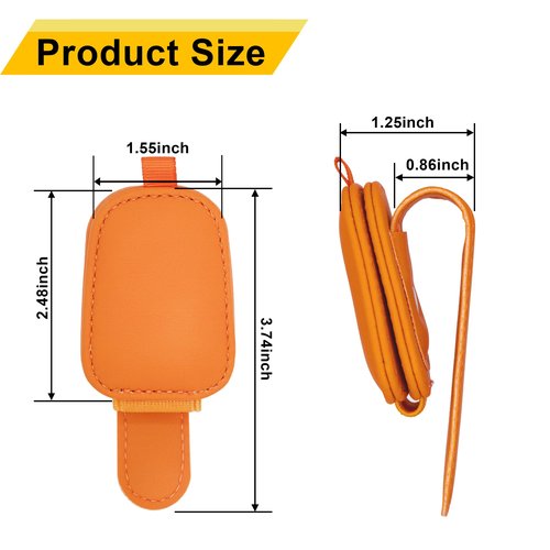 Yuoyar Sunglass Holder for Car, Magnetic Leather Sunglasses Holder and Ticket Card Clip, Car Visor Accessories, 2 Packs (Orange)